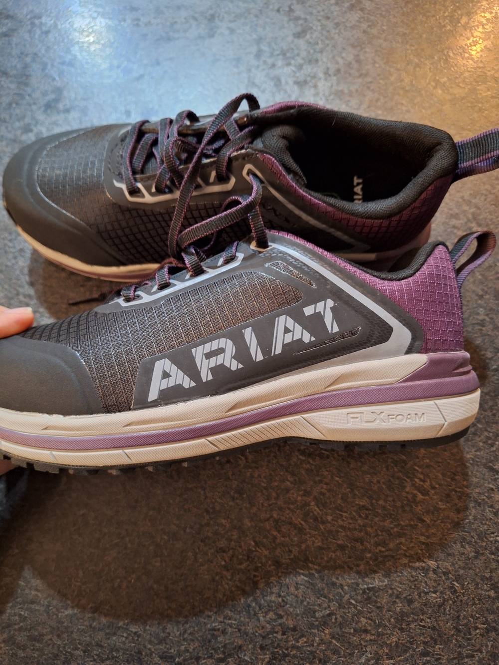 Ariat Black Steel Toe Sneakers with Purple Accents